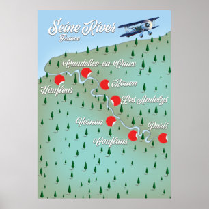 Affiche Seine River France vintage map