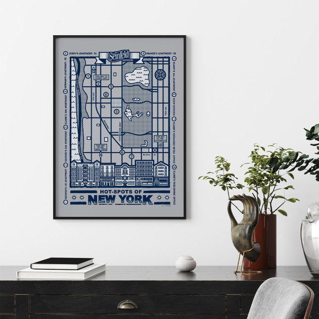 Affiche Seinfeld | Points chauds de la carte de New York (Créateur téléchargé)