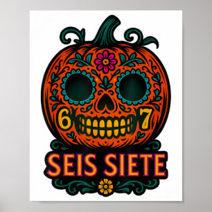 Affiche Seis Siete 67 Halloween Citrouille Jour Des Morts