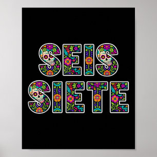 Affiche Seis Siete 67 Six Seven Mème Dia De Los Muertos
