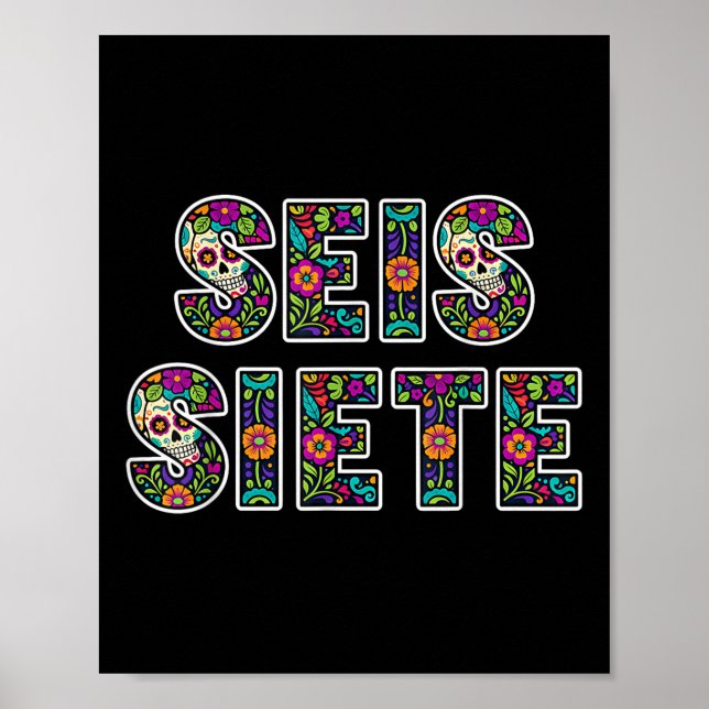 Affiche Seis Siete 67 Six Seven Mème Dia De Los Muertos  (Devant)