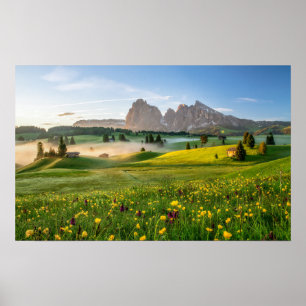 Affiche Seiser Alm, Alpes Dolomites, Italie