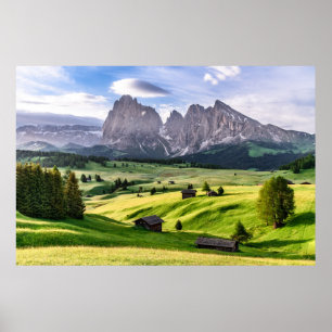 Affiche Seiser Alm   Alpes Dolomites, Italie