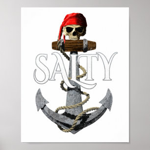 Affiche Sel Pirate Crâne Et Ancre