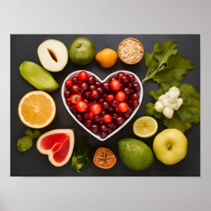 Affiche Sélection des aliments sains pour le coeur