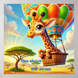 Affiche S'élever au-dessus du stress - Girafe édifiante