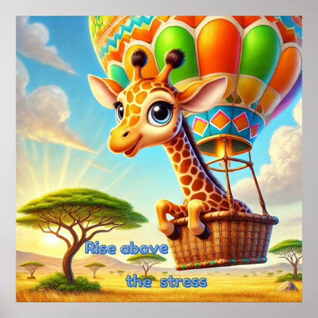 Affiche S'élever au-dessus du stress - Girafe édifiante (Devant)