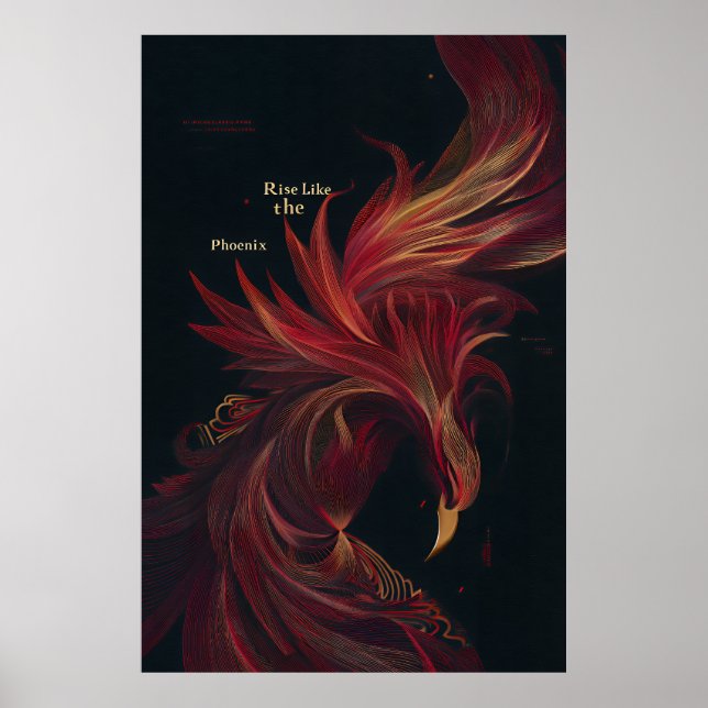 Affiche S'élever comme le Phénix Ligne d'Art Doré (Devant)
