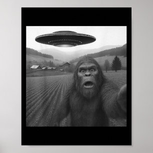 Affiche Selfie Bigfoot Avec Alien Ufo Dons Drôle Pour Les 