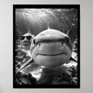 Affiche Selfie d'animal de requin cool