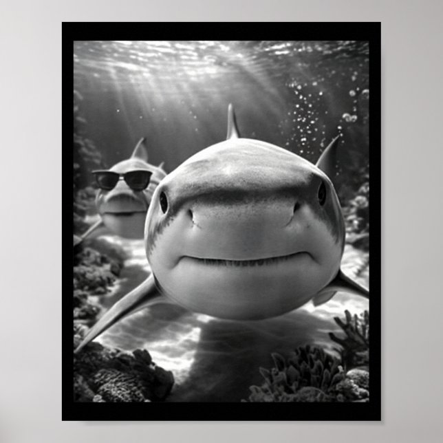 Affiche Selfie d'animal de requin cool  (Devant)