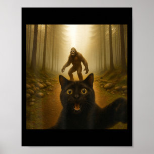 Affiche Selfie De Chat Avec Bigfoot Drôle Cadeaux De Chats