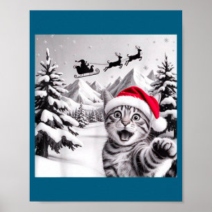 Affiche Selfie de chat avec le Père Noël