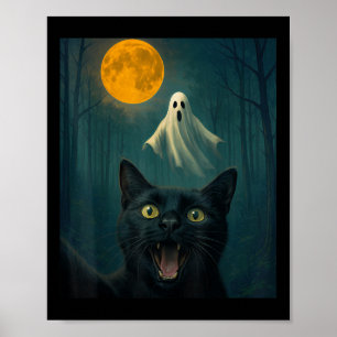 Affiche Selfie De Chat Drôle Avec Fantôme Jour D'Halloween