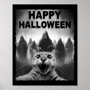 Affiche Selfie De Chat Drôle Avec Fantômes Jour Du Costume