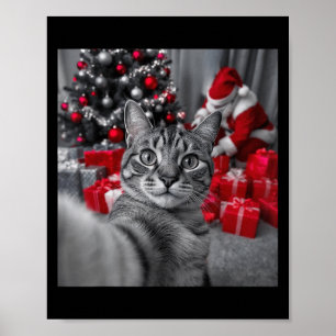 Affiche Selfie De Chat Drôle Avec Le Mème De Noël Du Père 