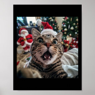 Affiche Selfie De Chat Drôle Avec Père Noël Noël 9