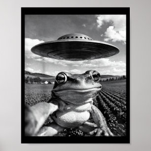 Affiche Selfie de grenouille avec un OVNI Grenouille drôle