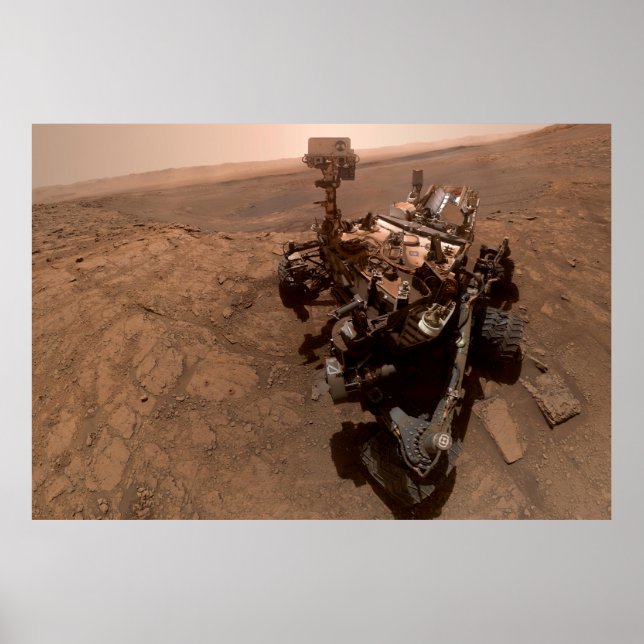 Affiche Selfie de Mars Curiosity Paysage martien rouge (Devant)