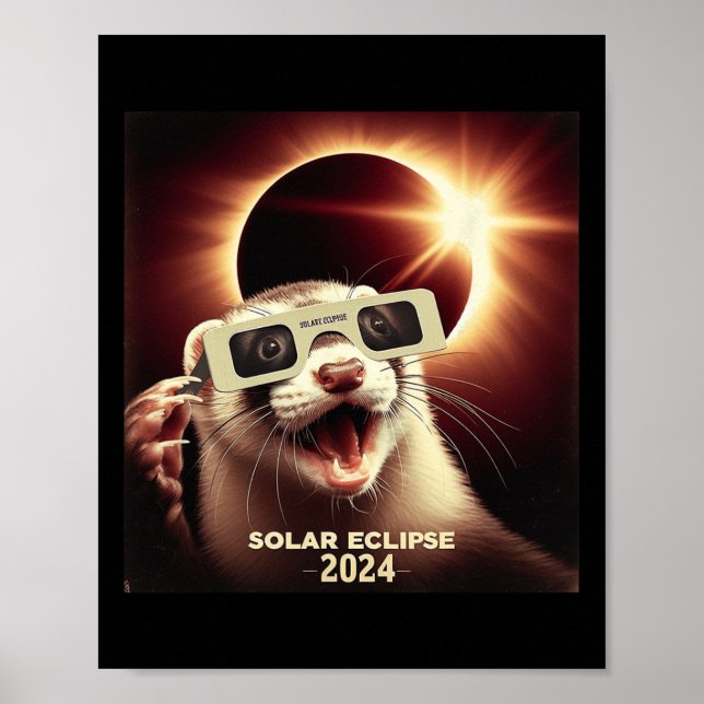 Affiche Selfie Ferret Enfants Mens Solaire Eclipse Ferret (Devant)