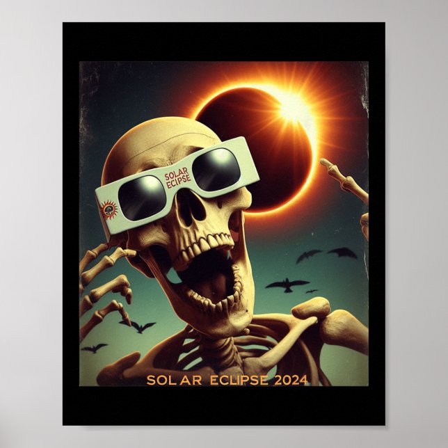 Affiche Selfie Skeleton Kids Mens Solaire Eclipse 1 (Devant)