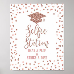 Affiche Selfie Station Graduation Party Signé Rose Gold