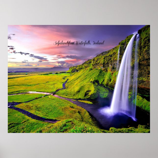 Affiche Seljalandsfoss Waterfalls, Iceland (Devant)
