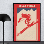 Affiche Sella Ronda Alta Badia Station de ski Italie - Vin<br><div class="desc">Un poster de ski géométrique Retro Vintage avec l'inscription Sella Ronda,  une station de ski célèbre dans la région des Alpes Dolomites,  Italie,  Europe. Parfait pour les skieurs,  les amateurs de neige et de montagne.</div>