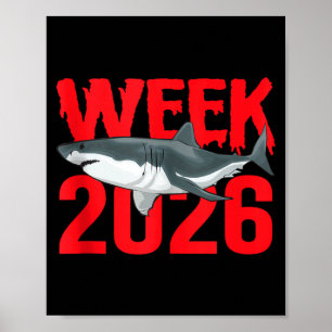 Affiche Semaine 2026 Amoureux de requin drôle Animal Océan