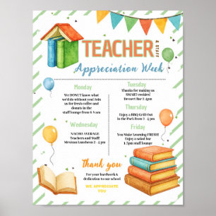 Affiche Semaine d'appréciation de l'enseignant de livre d'