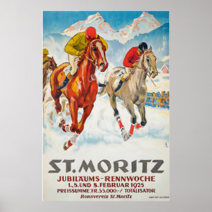 Affiche Semaine de course du jubilé de St Moritz 1925 Suis