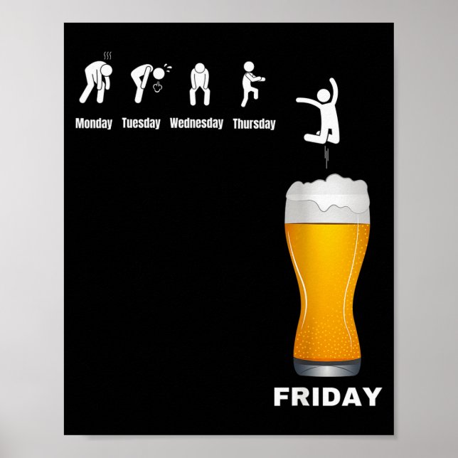 Affiche Semaine drôle d'hommes de lundi à vendredi - Bière (Devant)