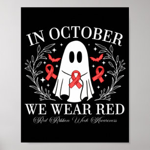Affiche Semaine du ruban rouge fantôme en octobre porter d