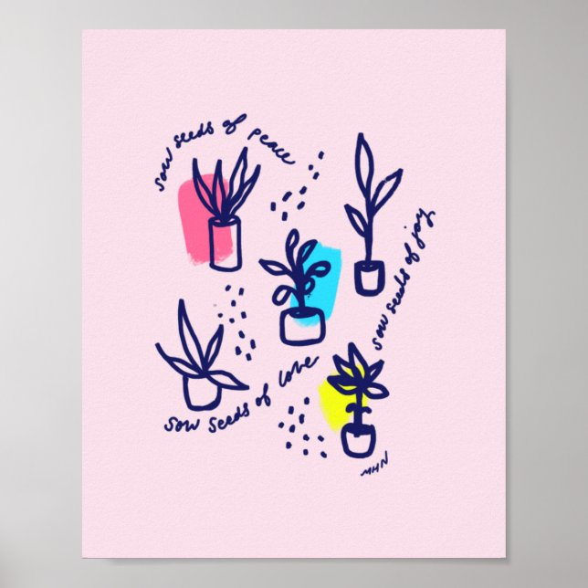 Affiche Semer des graines de paix, d'amour et de joie - in (Devant)