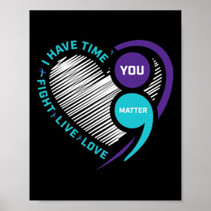 Affiche Semi-Colon de sensibilisation au suicide Turquoise