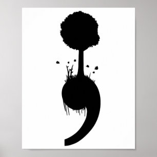 Affiche Semicolon Arbre Suicide Prévention de la Dépressio