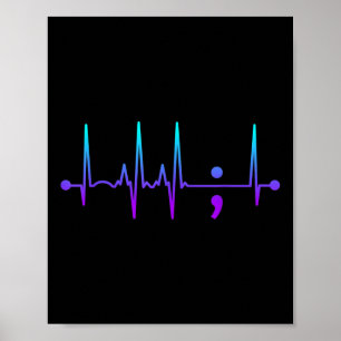 Affiche Semicolon Coeur Beat Suicide Sensibilisation Suici
