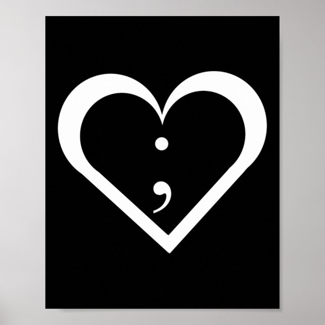 Affiche Semicolon Coeur Santé mentale Sensibilisation Long (Devant)