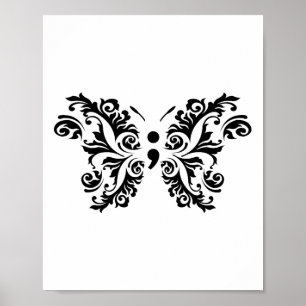 Affiche Semicolon de papillon Prévention du suicide T