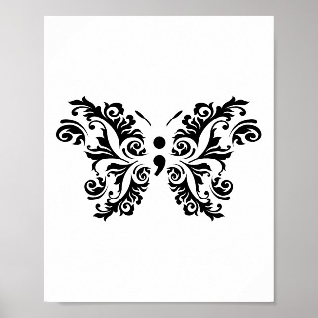 Affiche Semicolon de papillon Prévention du suicide T (Devant)