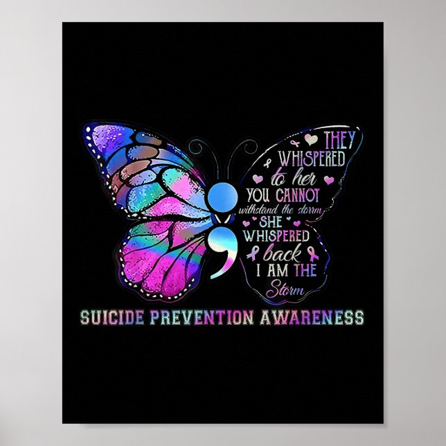 Affiche Semicolon de papillon Sensibilisation à la prévent (Devant)