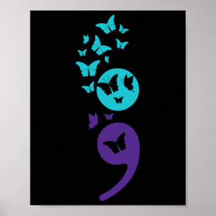 Affiche Semicolon de papillon Sensibilisation au suicide S