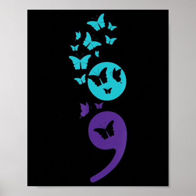 Affiche Semicolon de papillon Sensibilisation au suicide S (Devant)