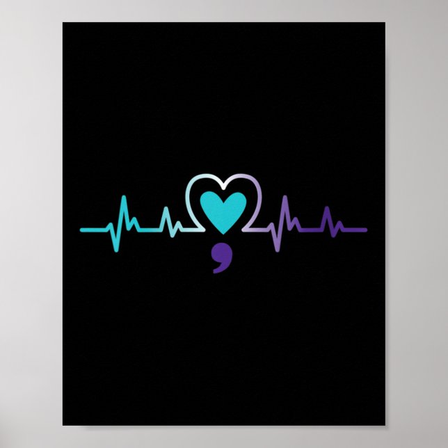 Affiche Semicolon de pulsation féminine Prévention du suic (Devant)