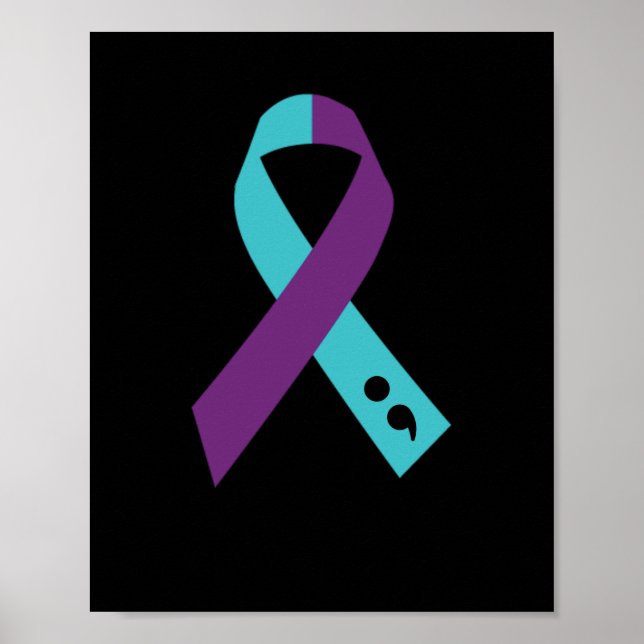 Affiche Semicolon de ruban violet turquoise Prévention du  (Devant)