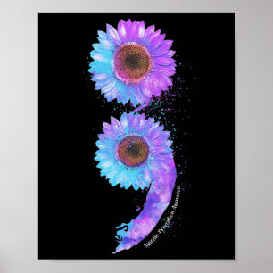 Affiche Semicolon de tournesol bleu pourpre Prévention du