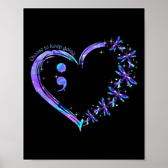 Affiche Semicolon du coeur Mois de prévention du suicide (Devant)