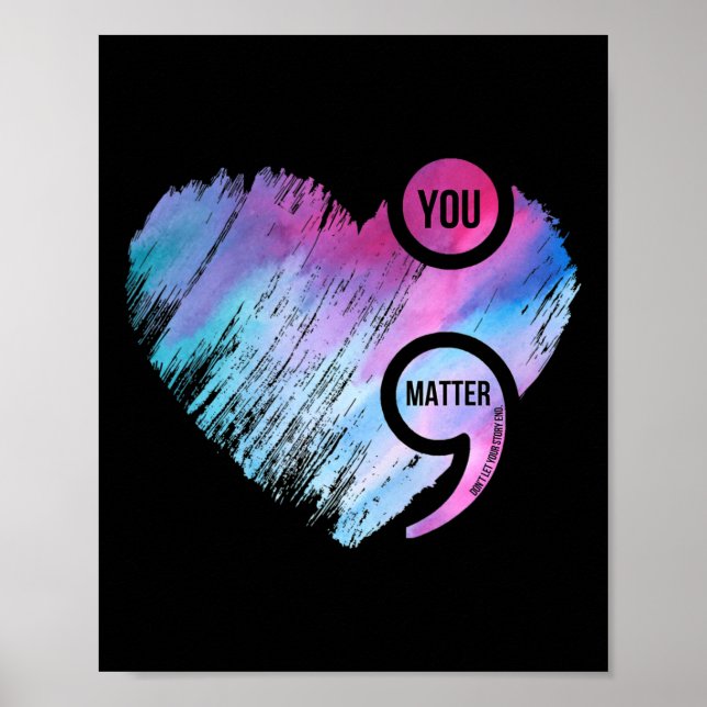 Affiche Semicolon du coeur Projet de prévention du suicide (Devant)