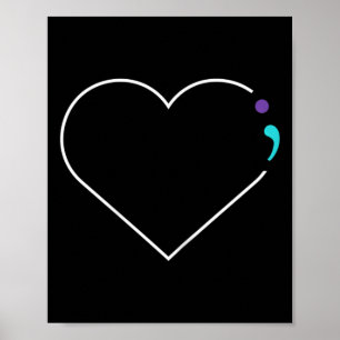 Affiche Semicolon du coeur Sensibilisation à la santé ment