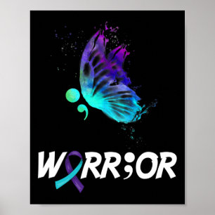 Affiche Semicolon du papillon guerrier Prévention du suici